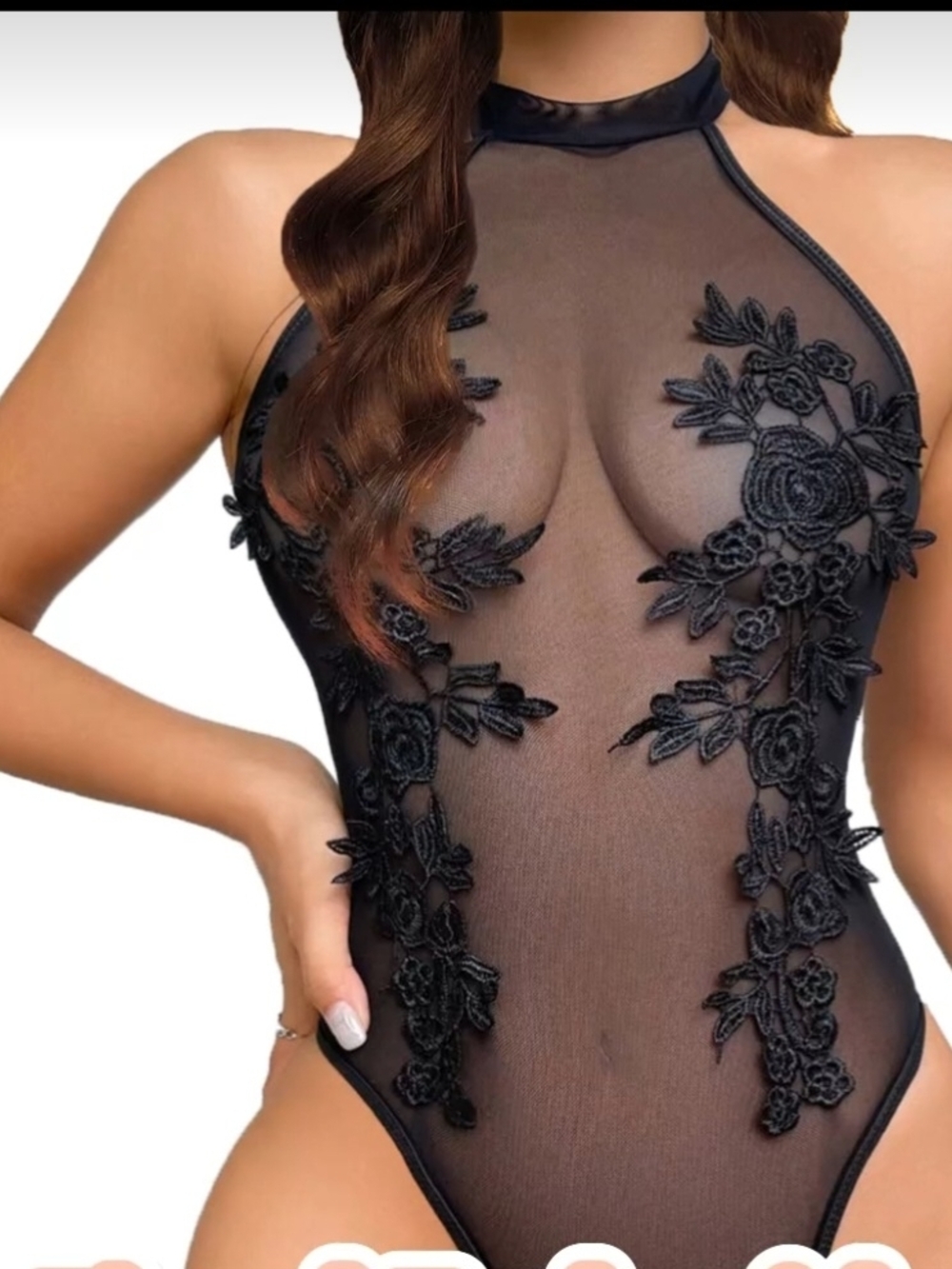 Elegant Black Lace Bralette with Floral Embroidery